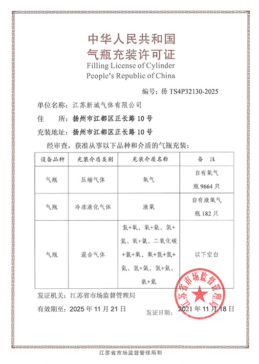 氣瓶充裝許可證